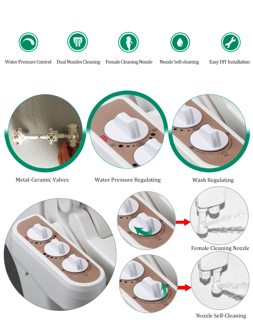 Elongated Nonelectric SlowClose Bidet Toilet Seat