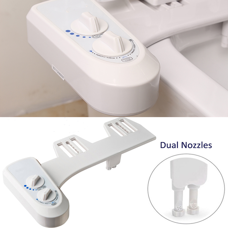 Bathroom with Non-Electric Toilet Attachment Bidet Seat Sprayer