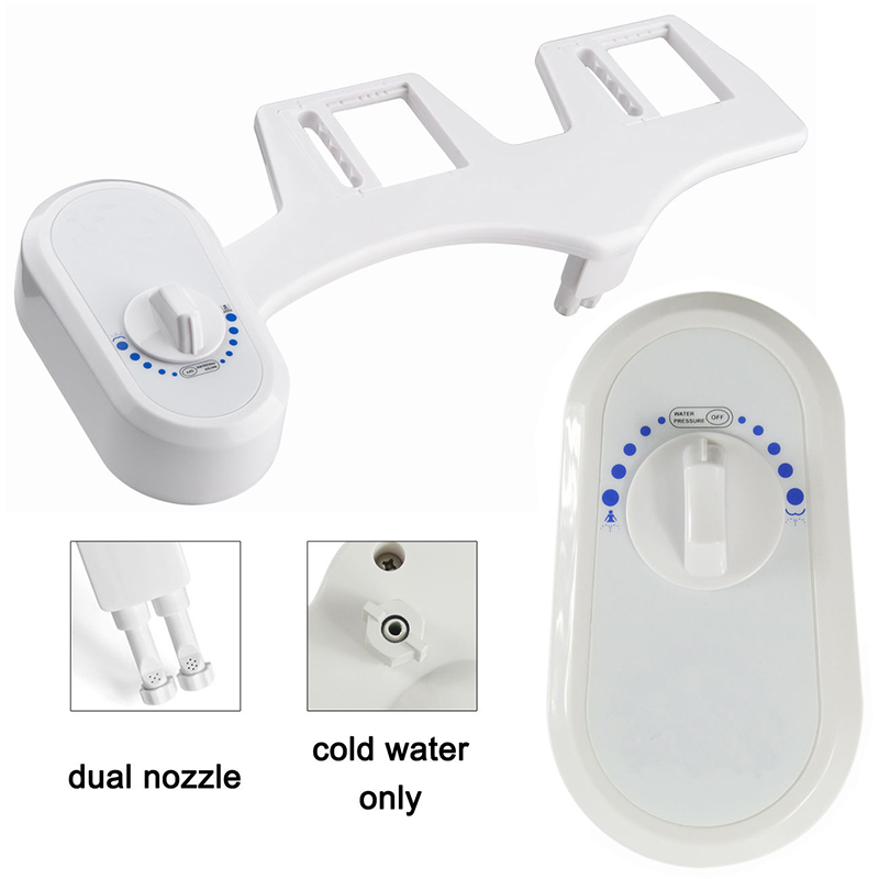 Dual Nozzle Water Spray Non-Electric Bidet Toilet Seat Attachment