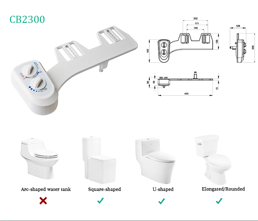 Fresh Water NonElectric Mechanical Bidet Toilet Attachment