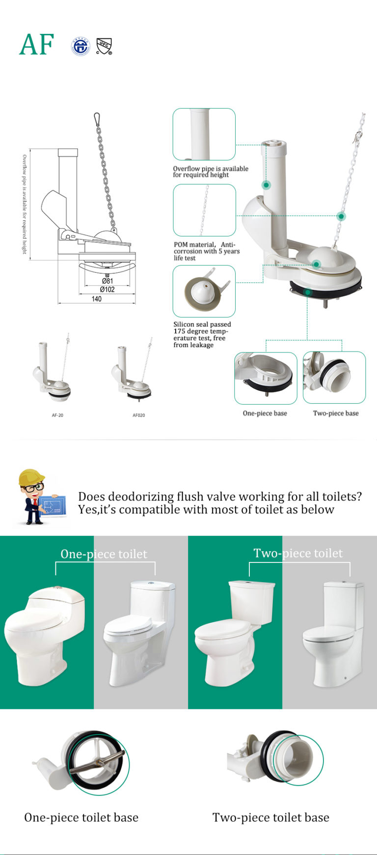 Toilet Flapper Replacement Flush Valves Cistern Mechanism
