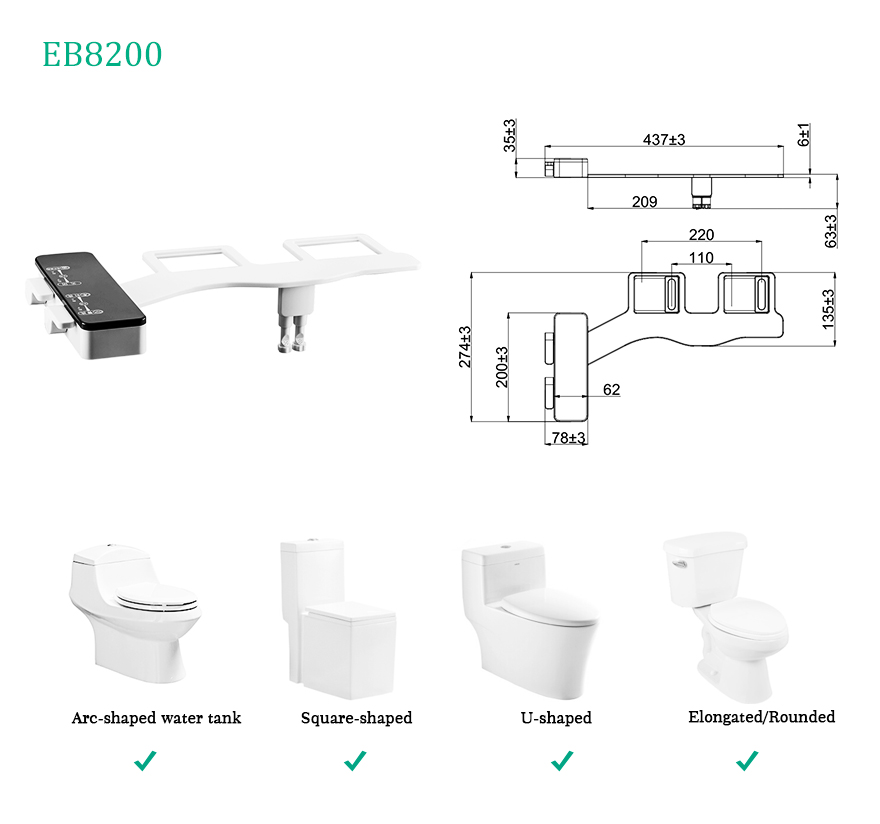 Fresh Water Spray Hot/Cold Water NonElectric Mechanical Bidet