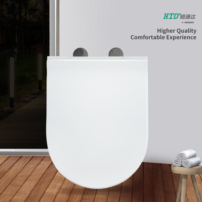 Fast Install U Shape SS Hinge With One Button White PP Seat Cover